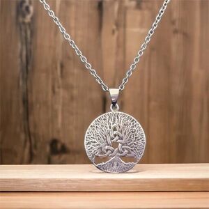 925 Sterling Silver Celtic Tree of Life Pendant Free Chain Necklace